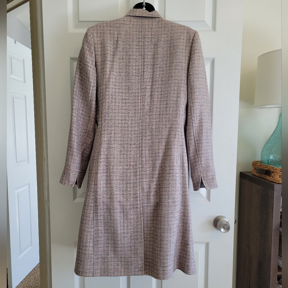 100% Wool Pink Plaid Duster Trench Car Jacket Size 6 By Harve Benard - Picture 10 of 12